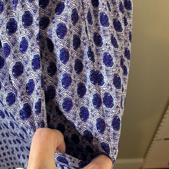 H&M blue sleeveless summer dress with pockets elastic waist mid length SZ 6 - Picture 4 of 14